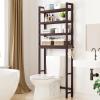 imageSmiry Over The Toilet Storage Cabinet 3Tier Bamboo Bathroom Organizers with Adjustable Shelf ampamp 4 Hooks Space Saving Shelf Rack for Bathrooms Laundry Room Balcony NaturalBrown