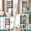 imageSmiry Over The Toilet Storage Cabinet 3Tier Bamboo Bathroom Organizers with Adjustable Shelf ampamp 4 Hooks Space Saving Shelf Rack for Bathrooms Laundry Room Balcony NaturalBlack