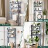imageSmiry Over The Toilet Storage Cabinet 3Tier Bamboo Bathroom Organizers with Adjustable Shelf ampamp 4 Hooks Space Saving Shelf Rack for Bathrooms Laundry Room Balcony NaturalGrey