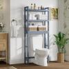 imageSmiry Over The Toilet Storage Cabinet 3Tier Bamboo Bathroom Organizers with Adjustable Shelf ampamp 4 Hooks Space Saving Shelf Rack for Bathrooms Laundry Room Balcony NaturalGrey