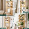 imageSmiry Over The Toilet Storage Cabinet 3Tier Bamboo Bathroom Organizers with Adjustable Shelf ampamp 4 Hooks Space Saving Shelf Rack for Bathrooms Laundry Room Balcony NaturalNatural