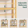 imageSmiry Over The Toilet Storage Cabinet 3Tier Bamboo Bathroom Organizers with Adjustable Shelf ampamp 4 Hooks Space Saving Shelf Rack for Bathrooms Laundry Room Balcony NaturalNatural