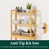 imageSmiry Over The Toilet Storage Cabinet 3Tier Bamboo Bathroom Organizers with Adjustable Shelf ampamp 4 Hooks Space Saving Shelf Rack for Bathrooms Laundry Room Balcony NaturalNatural
