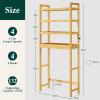 imageSmiry Over The Toilet Storage Cabinet 3Tier Bamboo Bathroom Organizers with Adjustable Shelf ampamp 4 Hooks Space Saving Shelf Rack for Bathrooms Laundry Room Balcony NaturalNatural