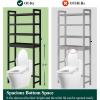 imageSmiry Over The Toilet Storage Cabinet 3Tier Bamboo Bathroom Organizers with Adjustable Shelf ampamp 4 Hooks Space Saving Shelf Rack for Bathrooms Laundry Room Balcony NaturalBlack