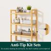 imageSmiry Over The Toilet Storage Cabinet 3Tier Bamboo Bathroom Organizers with Adjustable Shelf ampamp 4 Hooks Space Saving Shelf Rack for Bathrooms Laundry Room Balcony NaturalNatural