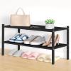 imageSmiry Bamboo Shoe Rack 3 Tier Shoe Organizer for Entryway ampamp Closet Stackable Free Standing Storage Shelf for Shoes Bags ampamp Plants NaturalBlack