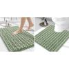 imageSmiry Bathroom Rugs Mat Set 2 Piece 24X16UShaped 24x20 Extra Soft Absorbent Non Slip Rubber Backing Machine Washable Quick Dry Chenille Bath Rug Set for Tub Shower and FloorSage Green