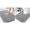 imageSmiry Bathroom Rugs Mat Set 2 Piece 30X20UShaped 24x20 Extra Soft Absorbent Non Slip Rubber Backing Machine Washable Quick Dry Chenille Bath Rug Set for Tub Shower and FloorGrey