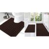 imageSmiry Bathroom Rugs Set 3 Piece Extra Soft Absorbent Non Slip Rubber Backing Machine Washable Quick Dry Chenille Bath Rug Set for Tub Shower and Floor 47quot x 20quot24quot x 16quot UShaped 24quot x 20quot Brown