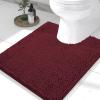 imageSmiry Luxury Chenille Toilet Rugs UShaped 24x20 Soft Absorbent NonSlip Contour Bathroom Rugs for Toilet Machine Washable Contoured Bath Mats Burgundy
