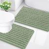 imageSmiry Bathroom Rugs Sets 2 Piece Soft Absorbent Non Slip Rubber Backing Machine Washable Quick Dry Chenille Bath Rug Set for Tub Shower and Floor 30quot x 20quot Plus 24quot x 16quot BlackSage Green