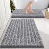 imageSmiry Bathroom Rugs Sets 2 Piece Soft Absorbent Non Slip Rubber Backing Machine Washable Quick Dry Chenille Bath Rug Set for Tub Shower and Floor 30quot x 20quot Plus 24quot x 16quot BlackGrey