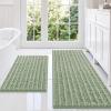 imageSmiry Bathroom Rugs Sets 2 Piece Soft Absorbent Non Slip Rubber Backing Machine Washable Quick Dry Chenille Bath Rug Set for Tub Shower and Floor 30quot x 20quot Plus 24quot x 16quot BlackSage Green