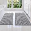imageSmiry Bathroom Rugs Sets 2 Piece Soft Absorbent Non Slip Rubber Backing Machine Washable Quick Dry Chenille Bath Rug Set for Tub Shower and Floor 30quot x 20quot Plus 24quot x 16quot BlackGrey