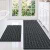 imageSmiry Bathroom Rugs Sets 2 Piece Soft Absorbent Non Slip Rubber Backing Machine Washable Quick Dry Chenille Bath Rug Set for Tub Shower and Floor 30quot x 20quot Plus 24quot x 16quot BlackDark Grey