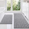 imageSmiry Bathroom Rugs Sets 2 Piece Soft Absorbent Non Slip Rubber Backing Machine Washable Quick Dry Chenille Bath Rug Set for Tub Shower and Floor 30quot x 20quot Plus 24quot x 16quot BlackGrey