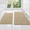 imageSmiry Bathroom Rugs Sets 2 Piece Soft Absorbent Non Slip Rubber Backing Machine Washable Quick Dry Chenille Bath Rug Set for Tub Shower and Floor 30quot x 20quot Plus 24quot x 16quot BlackBeige