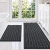 imageSmiry Bathroom Rugs Sets 2 Piece Soft Absorbent Non Slip Rubber Backing Machine Washable Quick Dry Chenille Bath Rug Set for Tub Shower and Floor 30quot x 20quot Plus 24quot x 16quot BlackDark Grey
