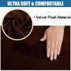 imageSmiry Velvet Seat Covers for Dining Room Chair Set of 6 Stretch Fit Removable Washable Chair Seat Cushion Protector Slipcovers with Ties KhakiCoffee