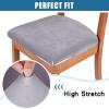 imageSmiry Velvet Seat Covers for Dining Room Chair Set of 6 Stretch Fit Removable Washable Chair Seat Cushion Protector Slipcovers with Ties KhakiLight Grey