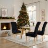 imageSmiry Velvet Stretch Chair Covers for Dining Room Set of 4 Soft Fit Removable Washable Kitchen Parsons Chair Slipcover Protector Dark GreenBlack