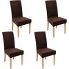 imageSmiry Velvet Stretch Chair Covers for Dining Room Set of 4 Soft Fit Removable Washable Kitchen Parsons Chair Slipcover Protector Dark GreenCoffee