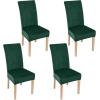 imageSmiry Velvet Stretch Chair Covers for Dining Room Set of 4 Soft Fit Removable Washable Kitchen Parsons Chair Slipcover Protector Dark GreenDark Green