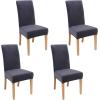 imageSmiry Velvet Stretch Chair Covers for Dining Room Set of 4 Soft Fit Removable Washable Kitchen Parsons Chair Slipcover Protector Dark GreenDark Grey