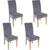 imageSmiry Velvet Stretch Chair Covers for Dining Room Set of 4 Soft Fit Removable Washable Kitchen Parsons Chair Slipcover Protector Dark GreenSilver Grey