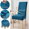 imageSmiry Velvet Stretch Chair Covers for Dining Room Set of 4 Soft Fit Removable Washable Kitchen Parsons Chair Slipcover Protector Dark GreenTeal
