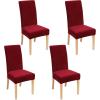 imageSmiry Velvet Stretch Chair Covers for Dining Room Set of 4 Soft Fit Removable Washable Kitchen Parsons Chair Slipcover Protector Dark GreenWine Red