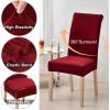 imageSmiry Velvet Stretch Chair Covers for Dining Room Set of 4 Soft Fit Removable Washable Kitchen Parsons Chair Slipcover Protector Dark GreenWine Red