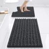 imageSmiry Bathroom Rugs Sets 2 Piece Soft Absorbent Non Slip Rubber Backing Machine Washable Quick Dry Chenille Bath Rug Set for Tub Shower and Floor 30quot x 20quot Plus 24quot x 16quot BlackDark Grey
