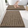 imageSmiry Bathroom Rugs Sets 2 Piece Soft Absorbent Non Slip Rubber Backing Machine Washable Quick Dry Chenille Bath Rug Set for Tub Shower and Floor 30quot x 20quot Plus 24quot x 16quot BlackCamel