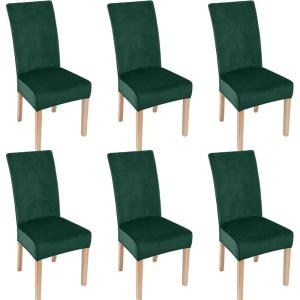 imageSmiry Velvet Stretch Chair Covers for Dining Room Set of 4 Soft Fit Removable Washable Kitchen Parsons Chair Slipcover Protector Dark GreenDark Green