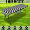 imageSmiry Picnic Table Cloth 2 Pack Waterproof Elastic Fitted Tablecloths for 6FT Rectangle Tables Washable Polyester Buffalo Plaid Tablecloth for Camping Dining ampamp Outdoor Black ampamp White 30quot x 72quotBlack and White