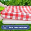 imageSmiry Picnic Table Cloth 2 Pack Waterproof Elastic Fitted Tablecloths for 6FT Rectangle Tables Washable Polyester Buffalo Plaid Tablecloth for Camping Dining ampamp Outdoor Black ampamp White 30quot x 72quotRed and White