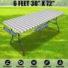 imageSmiry Picnic Table Cloth 2 Pack Waterproof Elastic Fitted Tablecloths for 6FT Rectangle Tables Washable Polyester Buffalo Plaid Tablecloth for Camping Dining ampamp Outdoor Black ampamp White 30quot x 72quotGrey and White