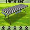 imageSmiry Picnic Table Cloth 2 Pack Waterproof Elastic Fitted Tablecloths for 6FT Rectangle Tables Washable Polyester Buffalo Plaid Tablecloth for Camping Dining ampamp Outdoor Black ampamp White 30quot x 72quotBlack and White