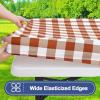 imageSmiry Picnic Table Cloth 2 Pack Waterproof Elastic Fitted Tablecloths for 6FT Rectangle Tables Washable Polyester Buffalo Plaid Tablecloth for Camping Dining ampamp Outdoor Black ampamp White 30quot x 72quotRust and White