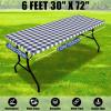 imageSmiry Picnic Table Cloth 2 Pack Waterproof Elastic Fitted Tablecloths for 6FT Rectangle Tables Washable Polyester Buffalo Plaid Tablecloth for Camping Dining ampamp Outdoor Black ampamp White 30quot x 72quotNavy and White