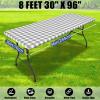 imageSmiry Picnic Table Cloth 2 Pack Waterproof Elastic Fitted Tablecloths for 6FT Rectangle Tables Washable Polyester Buffalo Plaid Tablecloth for Camping Dining ampamp Outdoor Black ampamp White 30quot x 72quotGrey and White