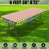 imageSmiry Picnic Table Cloth 2 Pack Waterproof Elastic Fitted Tablecloths for 6FT Rectangle Tables Washable Polyester Buffalo Plaid Tablecloth for Camping Dining ampamp Outdoor Black ampamp White 30quot x 72quotRust and White