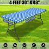 imageSmiry Picnic Table Cloth 2 Pack Waterproof Elastic Fitted Tablecloths for 6FT Rectangle Tables Washable Polyester Buffalo Plaid Tablecloth for Camping Dining ampamp Outdoor Black ampamp White 30quot x 72quotBlue and White