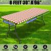 imageSmiry Picnic Table Cloth 2 Pack Waterproof Elastic Fitted Tablecloths for 6FT Rectangle Tables Washable Polyester Buffalo Plaid Tablecloth for Camping Dining ampamp Outdoor Black ampamp White 30quot x 72quotRust and White