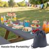 imageSmiry Picnic Table Cover with Bench Covers Waterproof Elastic Fitted Polyester Tablecloths for 6 Ft Rectangle Tables Washable Windproof Tablecloth for Camping RV ampamp Outdoor Black 30x72 InchesGrey