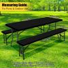 imageSmiry Picnic Table Cover with Bench Covers Waterproof Elastic Fitted Polyester Tablecloths for 6 Ft Rectangle Tables Washable Windproof Tablecloth for Camping RV ampamp Outdoor Black 30x72 InchesBlack
