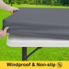 imageSmiry Picnic Table Cover with Bench Covers Waterproof Elastic Fitted Polyester Tablecloths for 6 Ft Rectangle Tables Washable Windproof Tablecloth for Camping RV ampamp Outdoor Black 30x72 InchesGrey