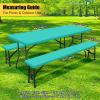 imageSmiry Picnic Table Cover with Bench Covers Waterproof Elastic Fitted Polyester Tablecloths for 6 Ft Rectangle Tables Washable Windproof Tablecloth for Camping RV ampamp Outdoor Black 30x72 InchesTeal